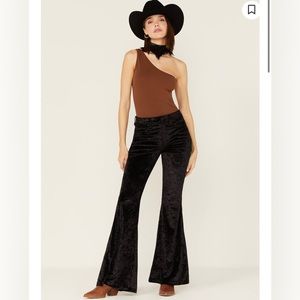 Wrangler Black Crushed Velvet Flare Pant NWT